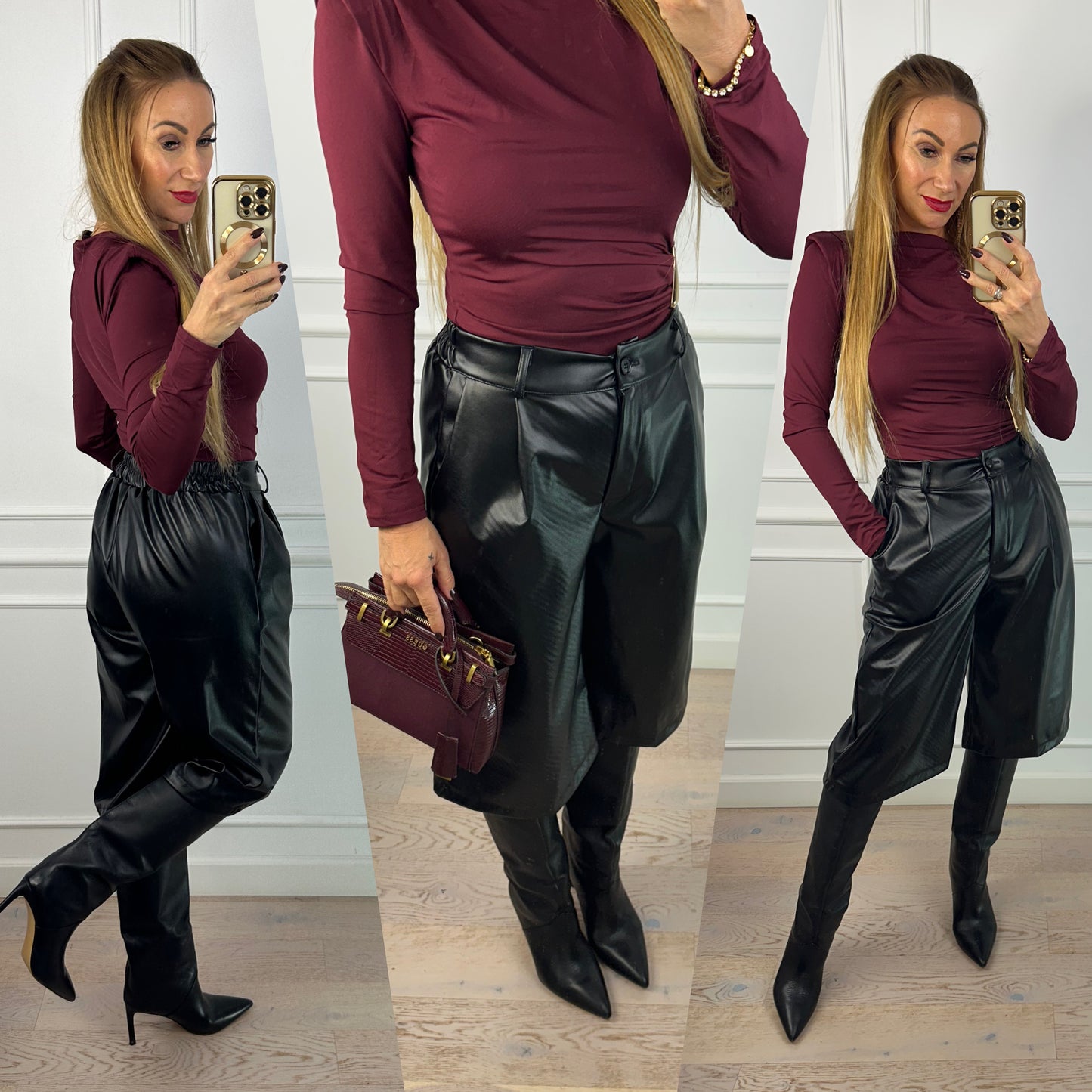 Bermudy z eko skóry KOTTA / CZARNE