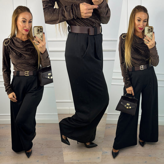 Spodnie WIDE LEG APRES / CZARNE