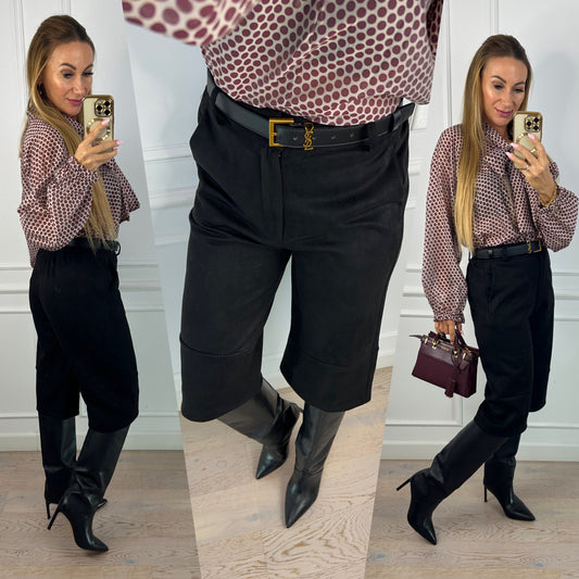 Bermudy ze sztucznego zamszu DOVER / CZARNE