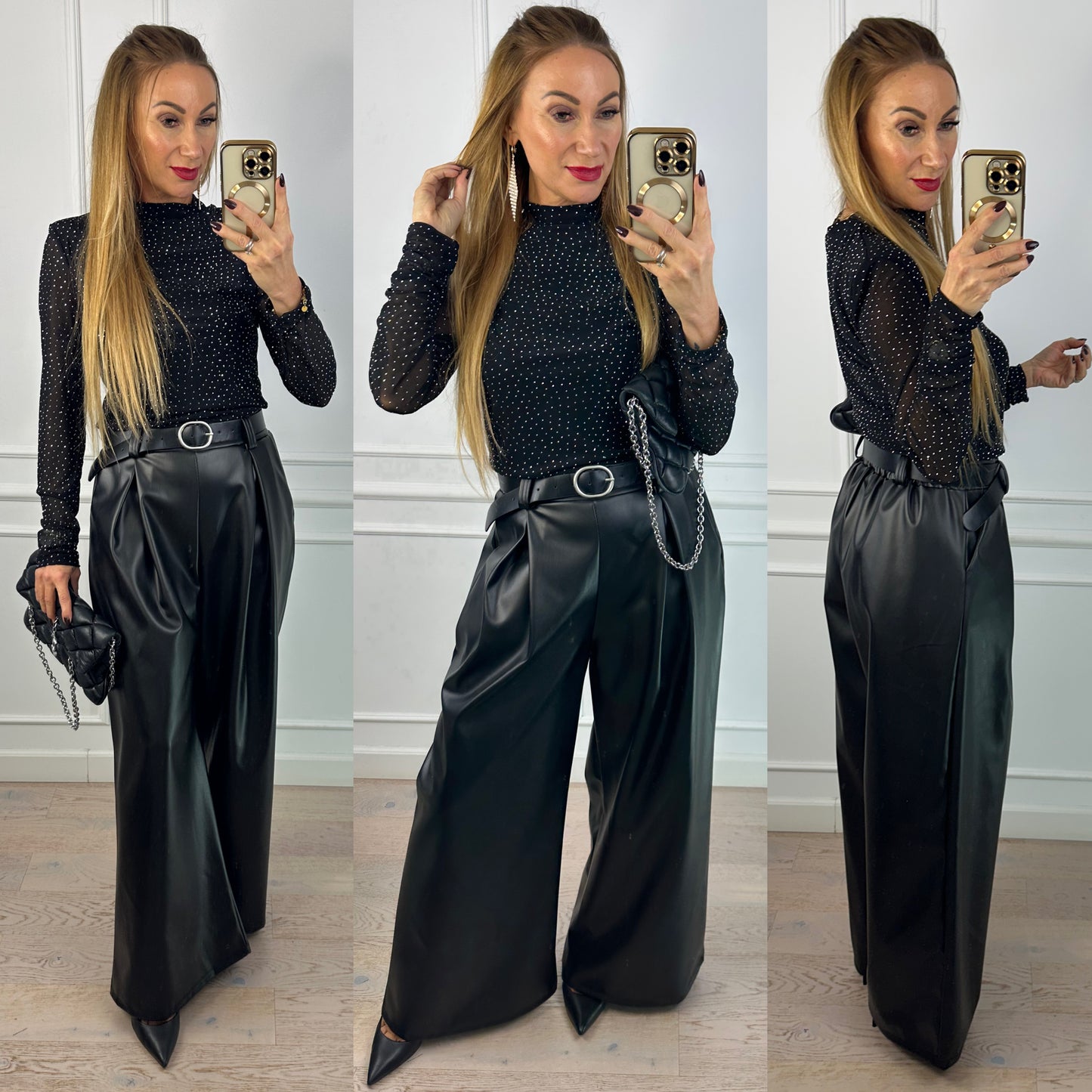 Bluzka z błyszczącymi dżetami DIAMANTA / CZARNA