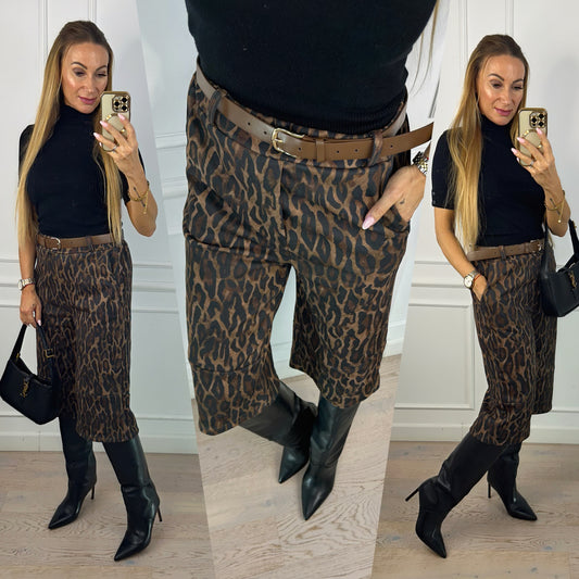 Bermudy ze sztucznego zamszu LUKAS / CZARNO-BRĄZOWE