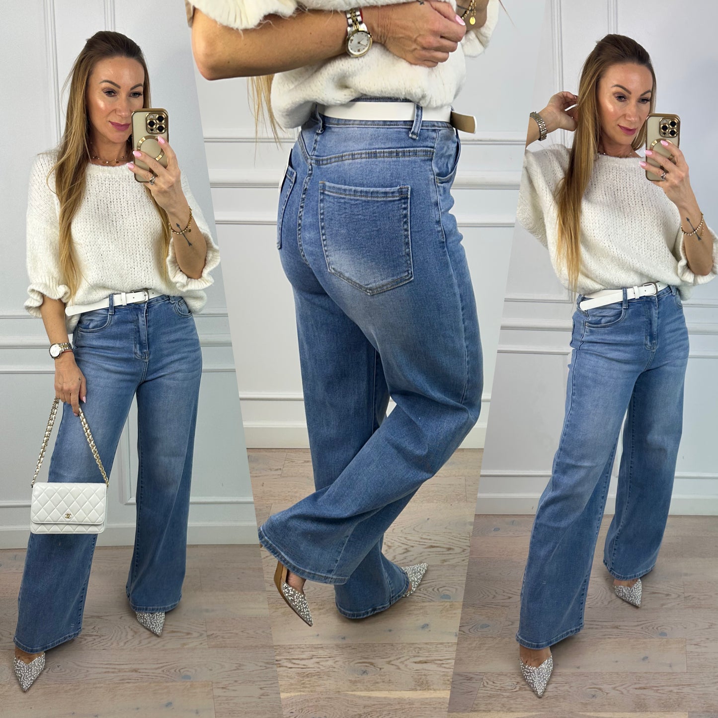 Spodnie jeansowe WIDE LEG HENSON / NIEBIESKIE