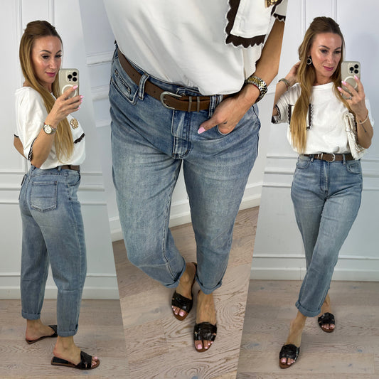 Spodnie BOYFRIEND YONI / NIEBIESKIE