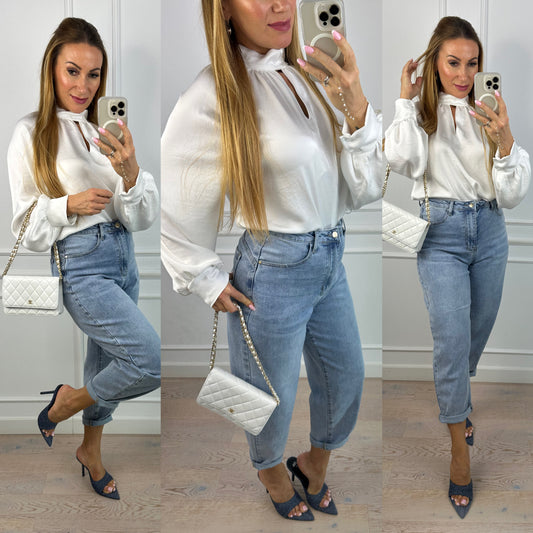 Bluzka z wiskozą MILLEA / KREMOWA