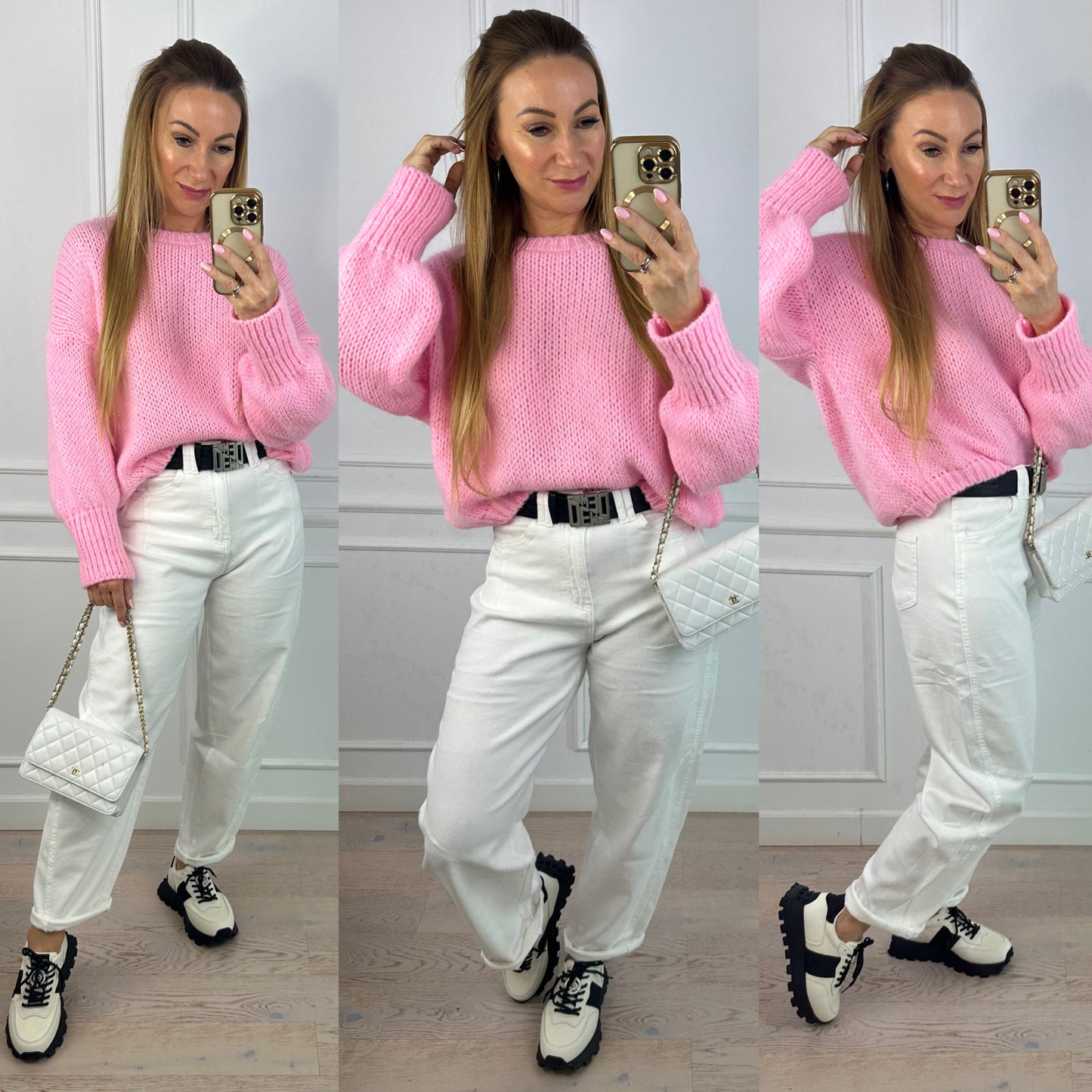 Sweter z wełną i moherem SASHA / RÓŻOWY