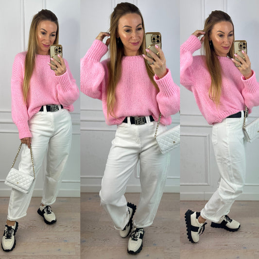 Sweter z wełną i moherem SASHA / RÓŻOWY