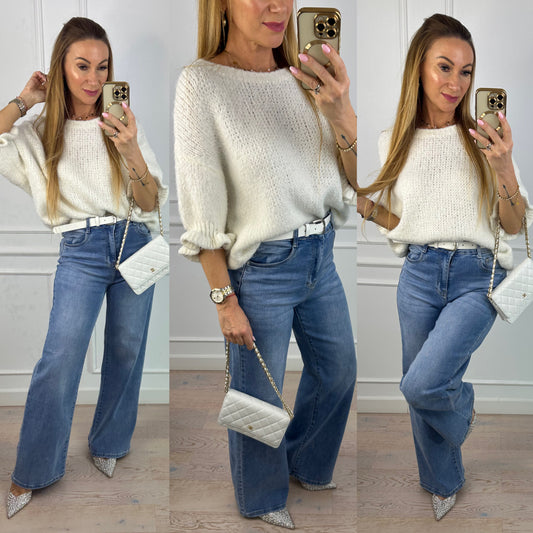 Sweter z wiskozą DEFINE / ŚMIETANKOWY