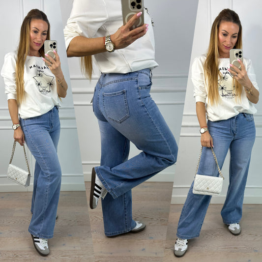 Spodnie WIDE LEG COMO / NIEBIESKIE