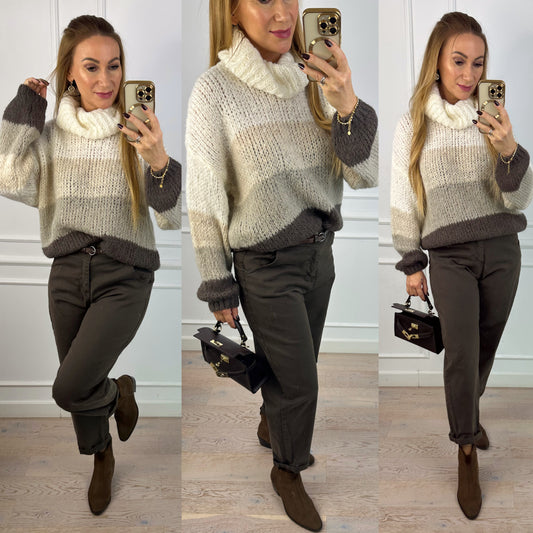 Sweter z wełną i moherem ANIS / KREMOWY