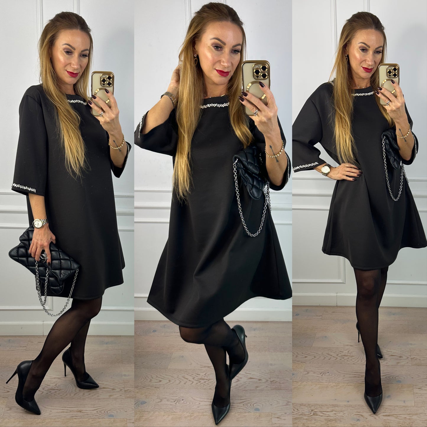 Sukienka z biżuterią DONARIA / CZEKOLADOWA