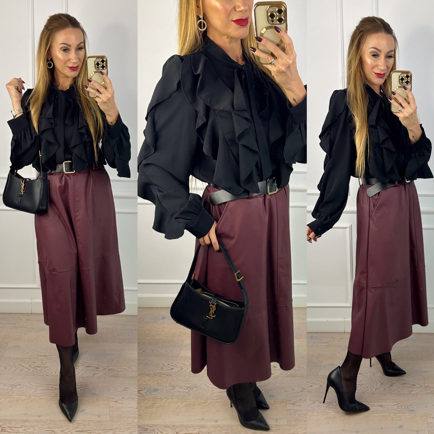 Bluzka z falbanami KESLINA / CZARNA