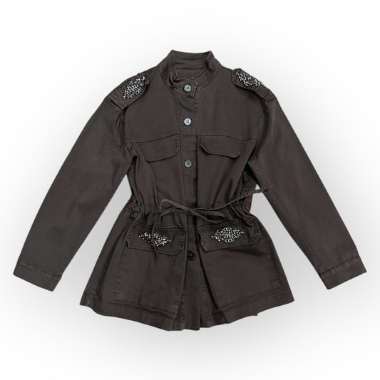 Bawełniana kurtka z biżuterią BOMBON / CZEKOLADOWA