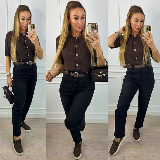 Bluzka z dzianiny DAHLIA / CZEKOLADOWA