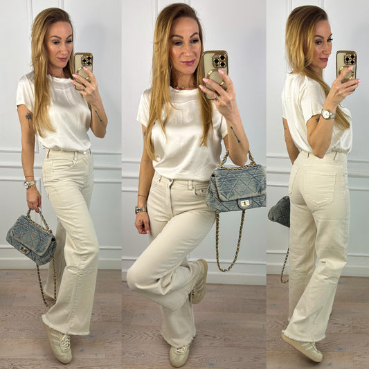 Bluzka z wiskozy TIERRA / KREMOWA