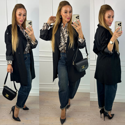 Krótki trencz DEONA / CZARNY