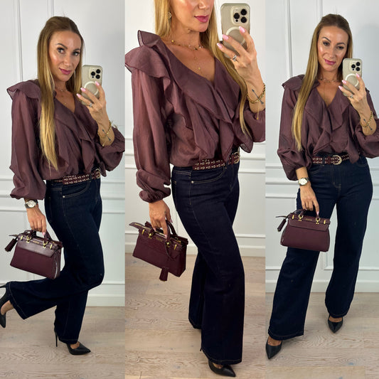 Bluzka z bawełny FARSIA / BAKŁAŻANOWA