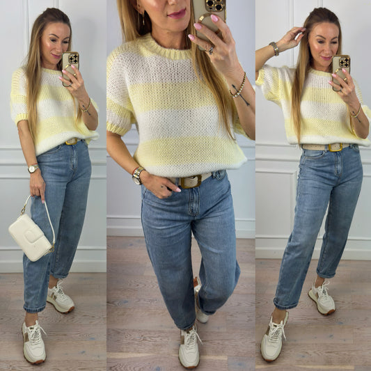 Sweter z moherem INDRA / ŻÓŁTO-ŚMIETANKOWY