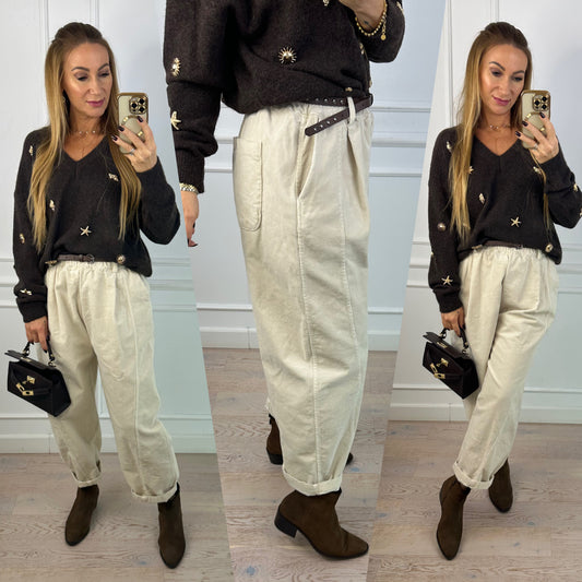 Sztruksowe spodnie LUZON / KREMOWE