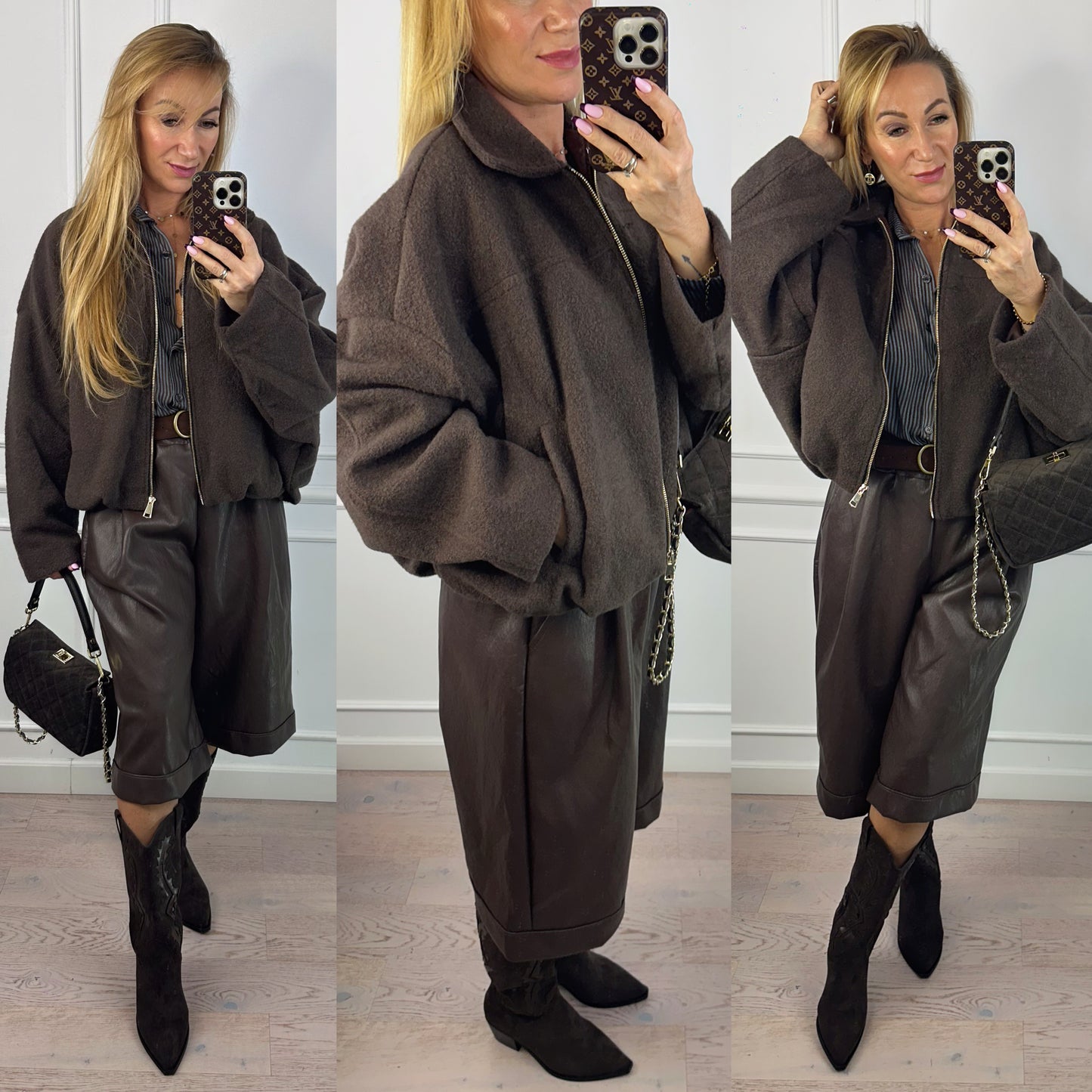 Kurtka w stylu bomber WILMA / CZEKOLADOWA