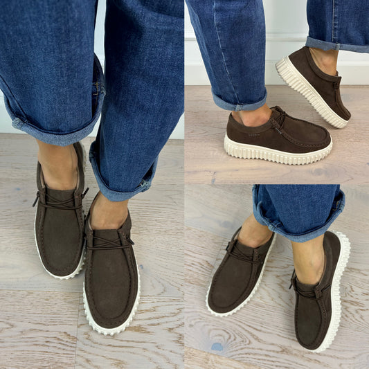 Skórzane buty SUVI / CZEKOLADOWE