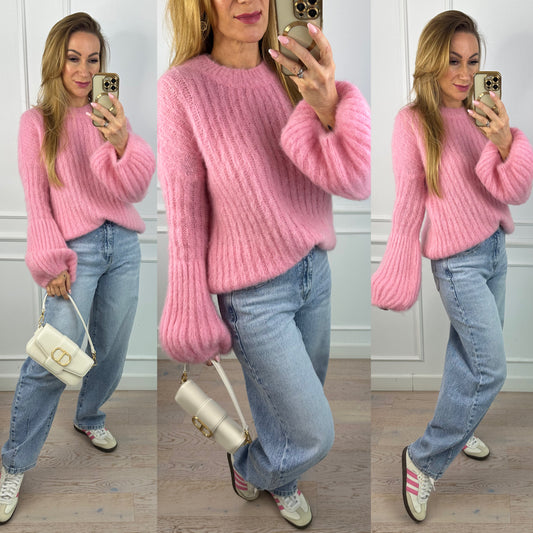 Sweter z moherem MINELLI / RÓŻOWY