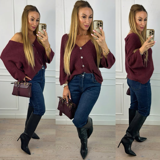 Sweter z alpaką KARRE / BURGUNDOWY