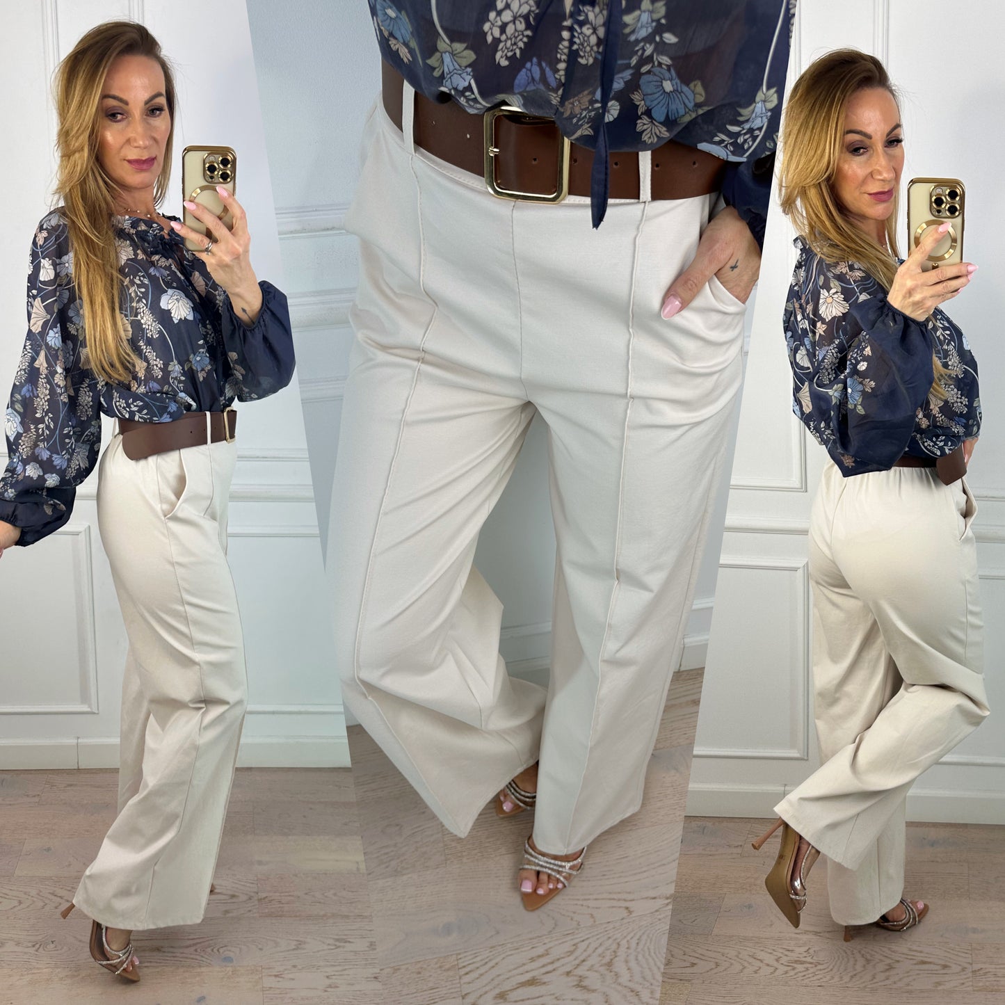 Spodnie WIDE LEG SHARON / BEŻOWE