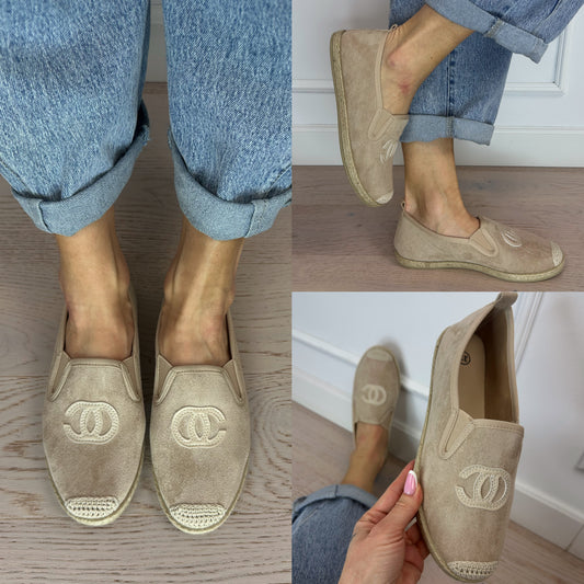 Espadryle z eko zamszu RORY / KHAKI