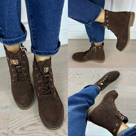 Skórzane botki SHOX / BRĄZOWE