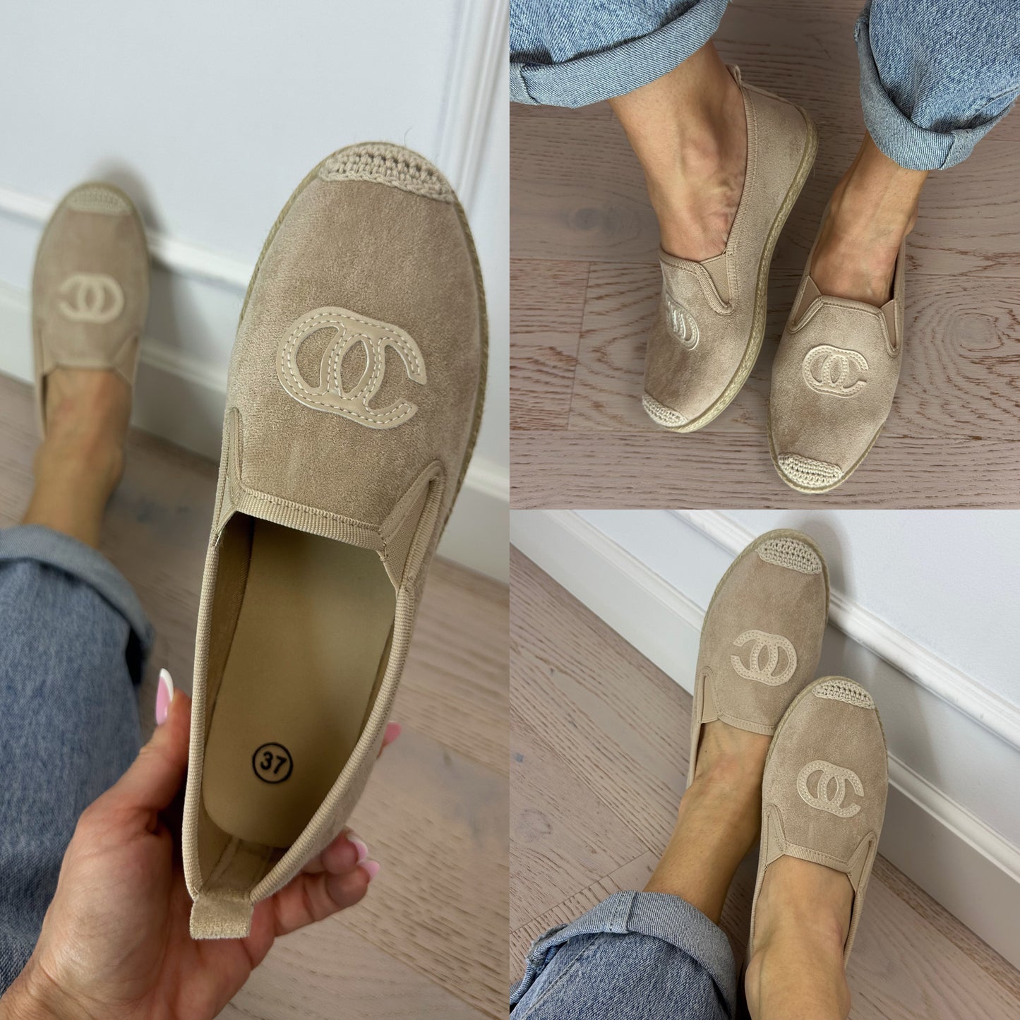 Espadryle z eko zamszu RORY / KHAKI