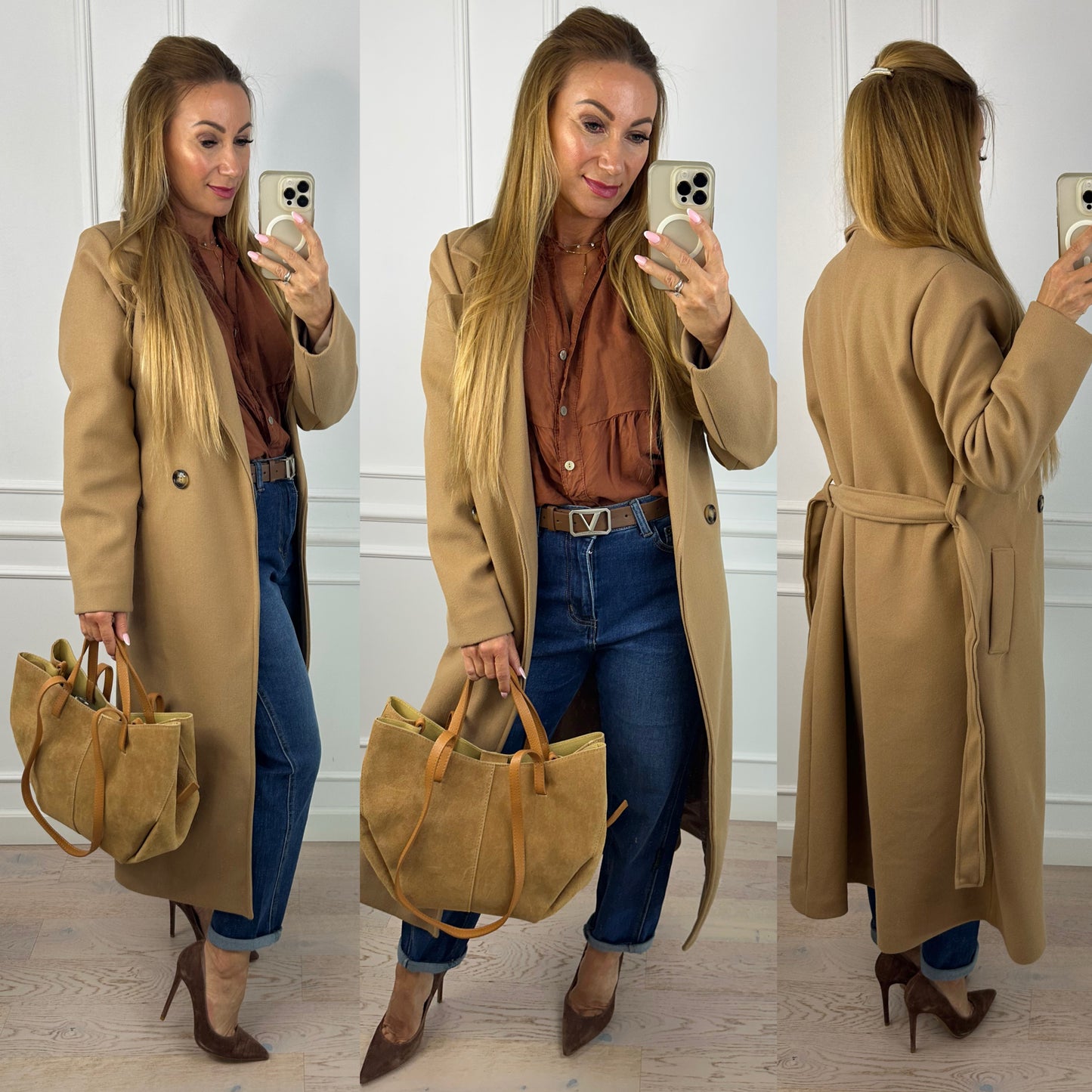 Flauszowy płaszcz MARLENE / CAMEL