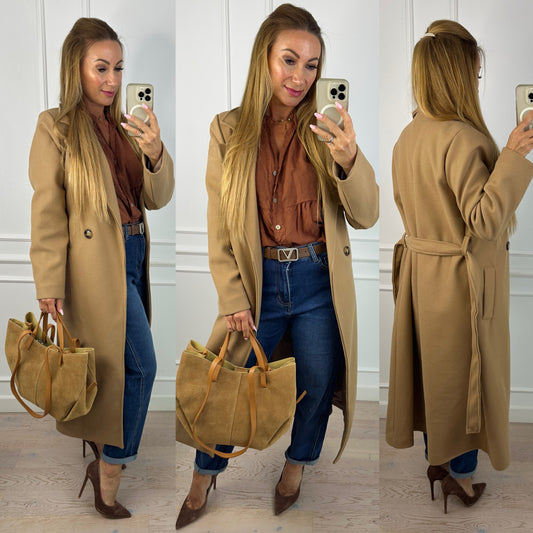 Flauszowy płaszcz MARLENE / CAMEL