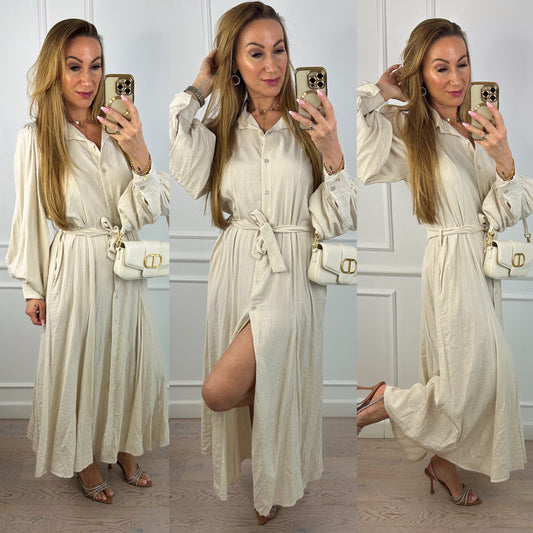 Sukienka z wiskozą NATARISSA / KREMOWA