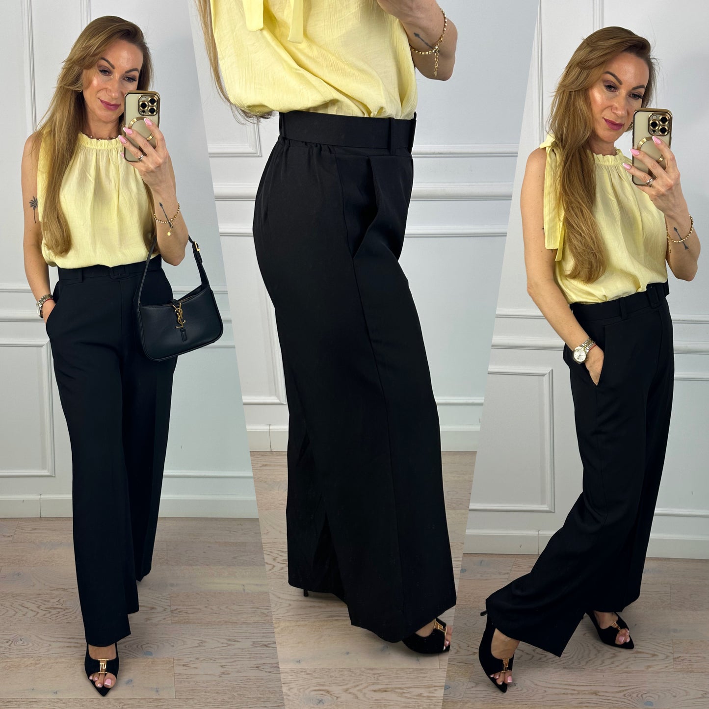 Spodnie WIDE LEG LEVIN / CZARNE