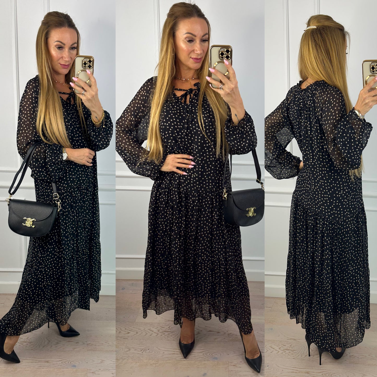 Sukienka z wiskozy i jedwabiu GILISSY / CZARNA