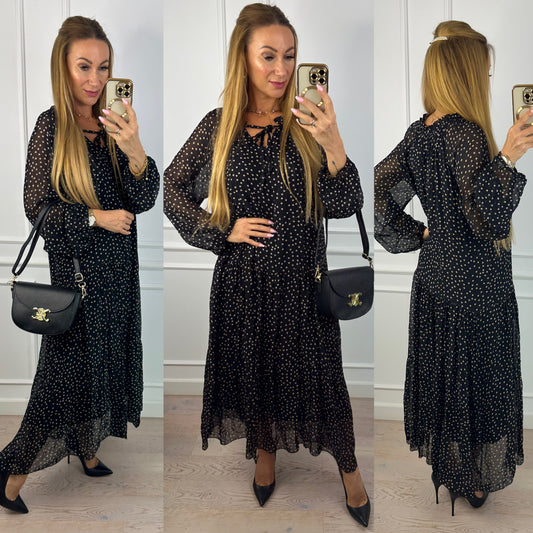 Sukienka z wiskozy i jedwabiu GILISSY / CZARNA