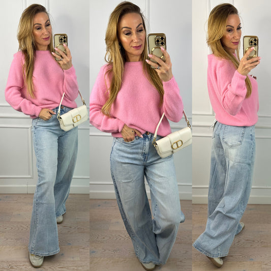 Sweter z alpaką MIDDY / RÓŻOWY