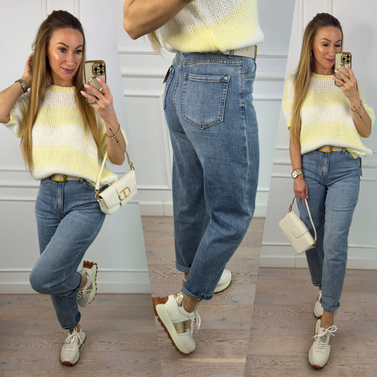 Spodnie jeansowe MOM FIT DIXII / NIEBIESKIE