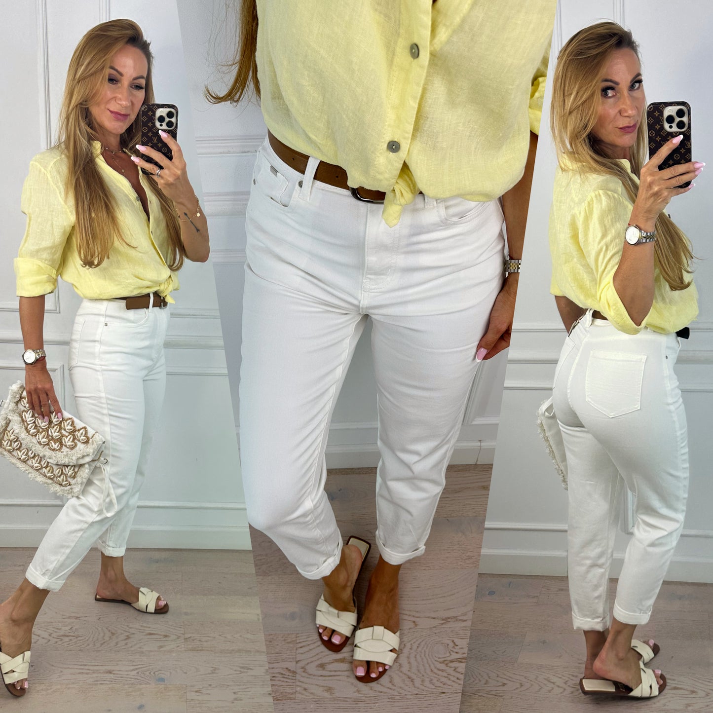 Jeansowe spodnie MOM FIT IKARI / ŚMIETANKOWE