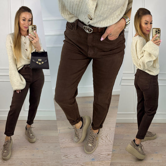 Spodnie jeansowe MOM FIT MARLOW / CZEKOLADOWE