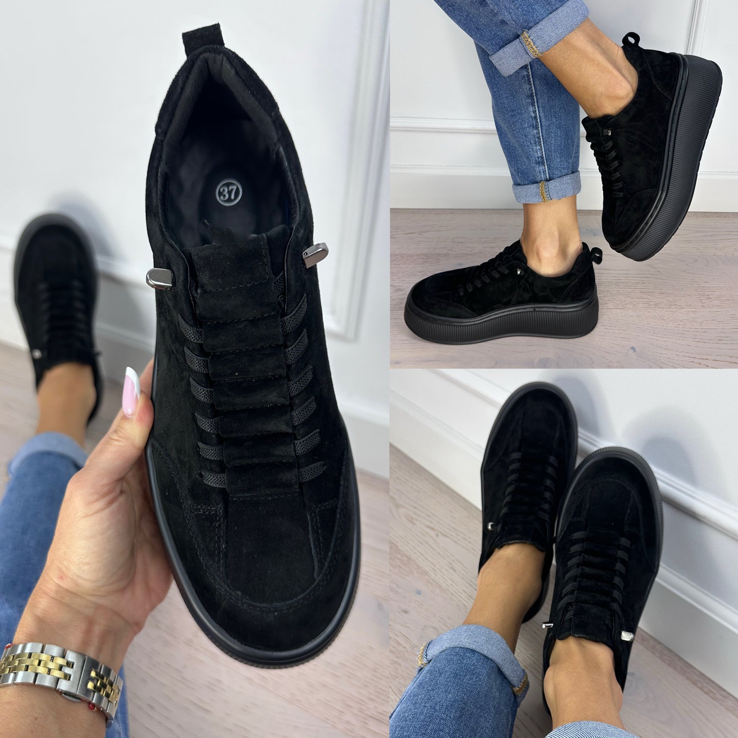 Skórzane buty STEVIE / CZARNE
