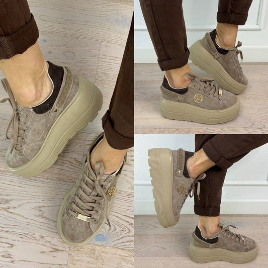 Skórzane buty na platformie FLORIDA / TAUPE