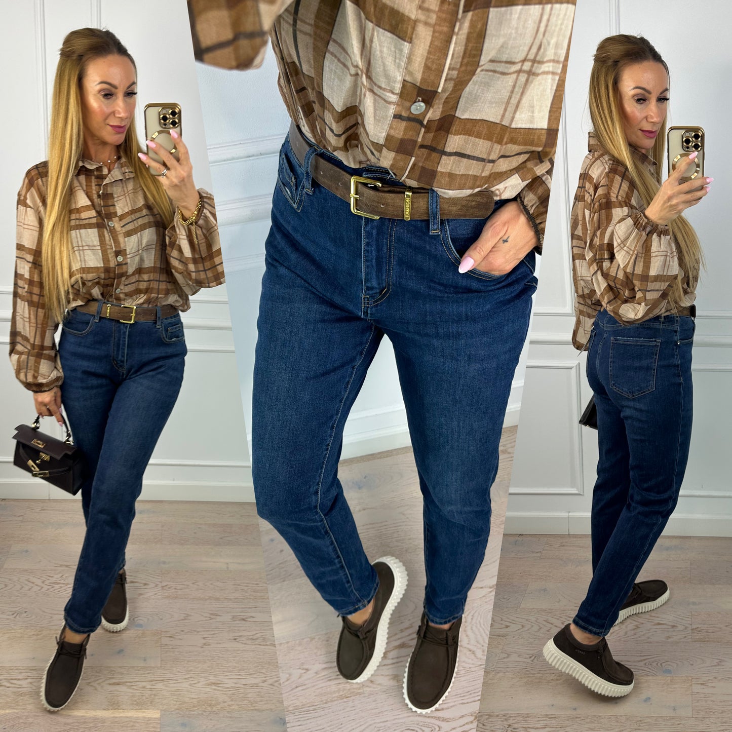 Spodnie jeansowe MOM FIT LINARI / GRANATOWE