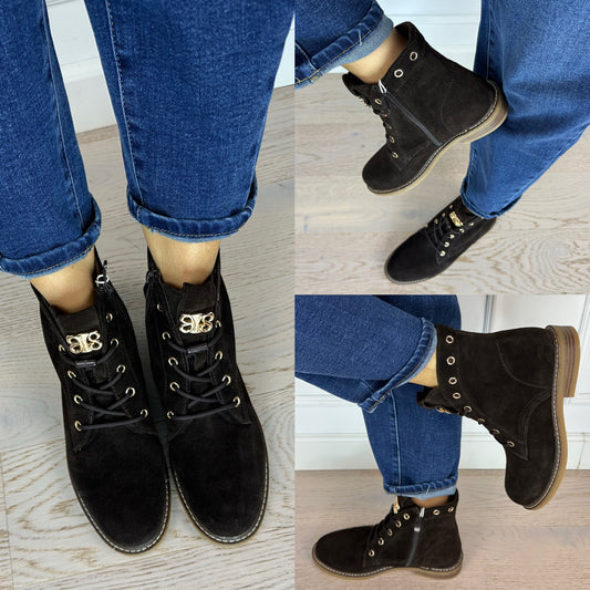 Skórzane botki SHOX / CZEKOLADOWE