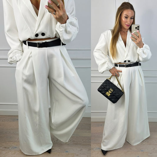 Spodnie WIDE LEG DREA / BIAŁE