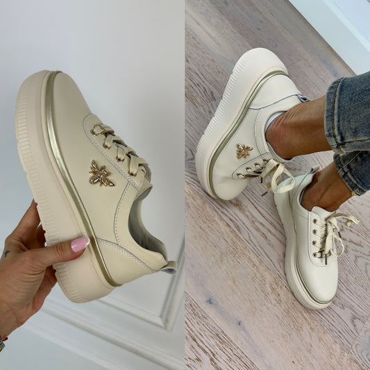 Buty ze skóry RALLO / BEIGE