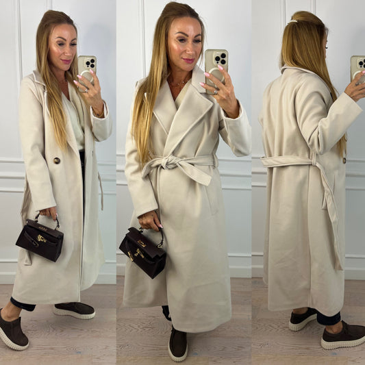 Flauszowy płaszcz MARLENE / JASNY BEŻ