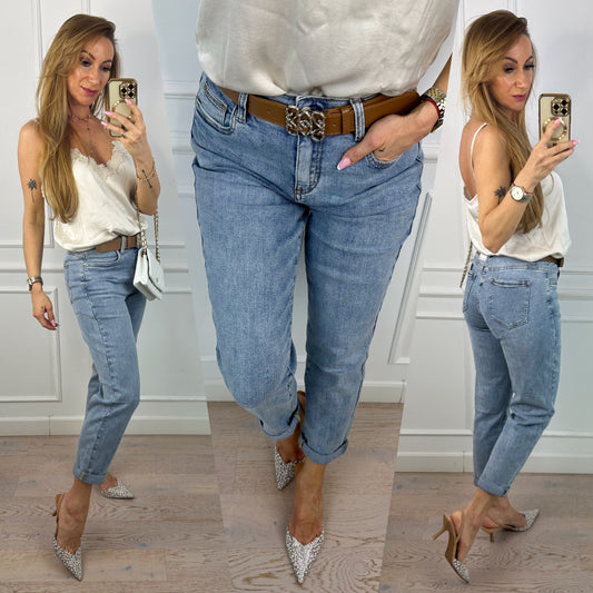 Spodnie jeansowe MOM FIT RIFFE / NIEBIESKIE