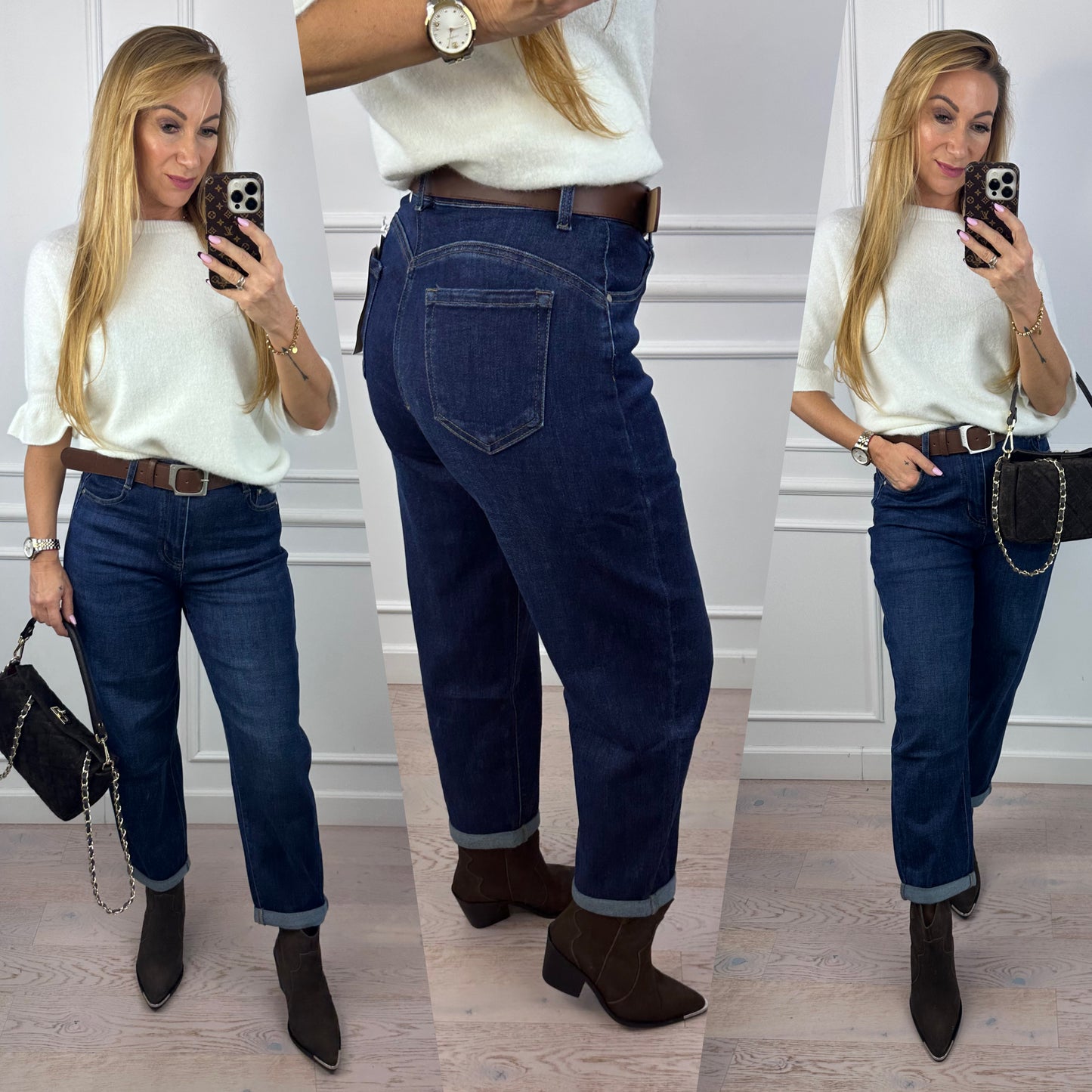 Jeansy MOM FIT AYDIN / GRANATOWE