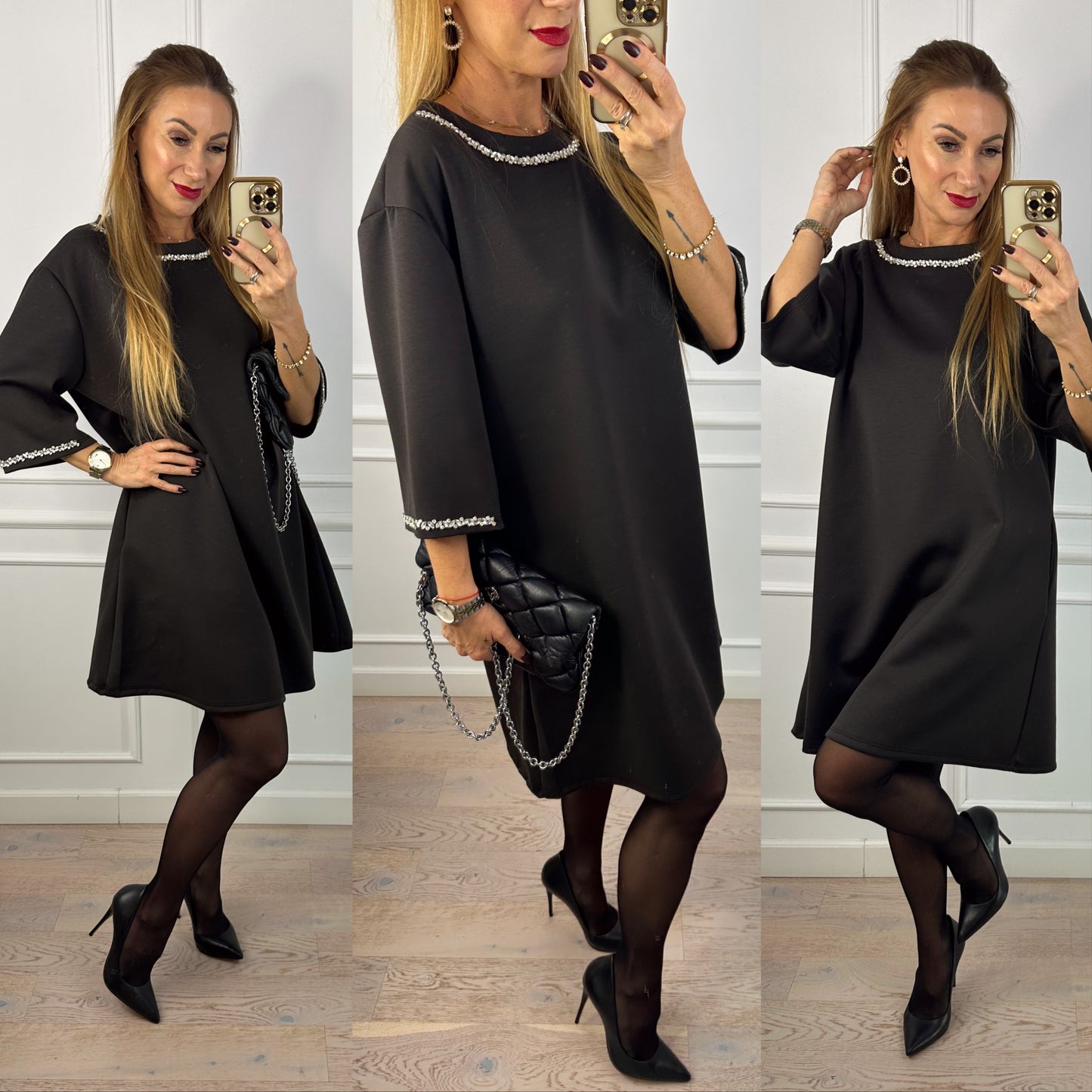 Sukienka z biżuterią DONARIA / CZEKOLADOWA